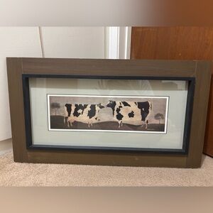 Vintage Warren Kimble Cow Folk Art – Large Framed Print – Americana Decor
